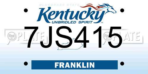 7JS415 Kentucky License Plate