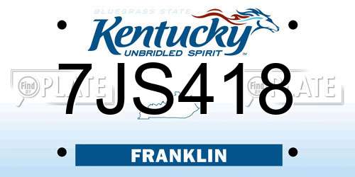 7JS418 Kentucky License Plate