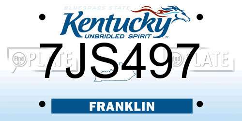 7JS497 Kentucky License Plate