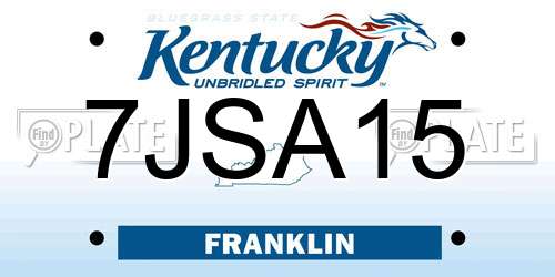 7JSA15 Kentucky License Plate