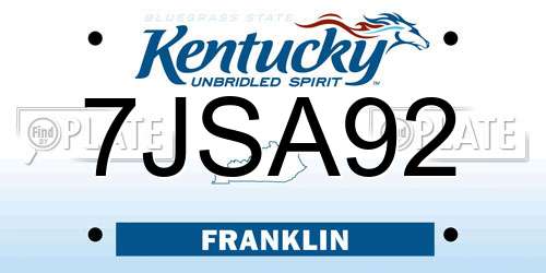 7JSA92 Kentucky License Plate