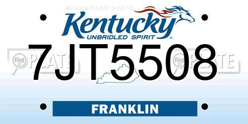 7JT5508 Kentucky License Plate