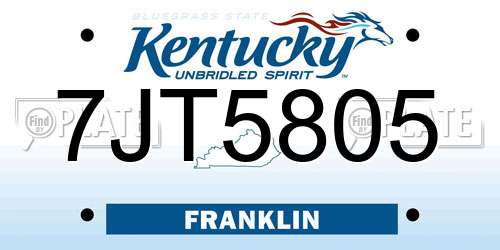 7JT5805 Kentucky License Plate