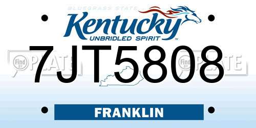 7JT5808 Kentucky License Plate