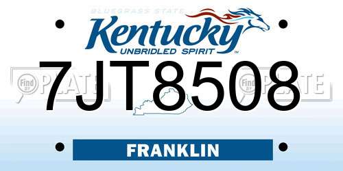 7JT8508 Kentucky License Plate