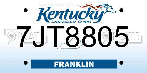 7JT8805 Kentucky License Plate