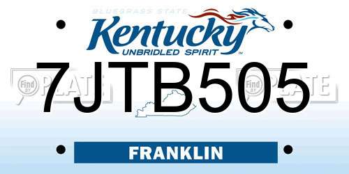 7JTB505 Kentucky License Plate