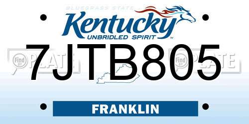 7JTB805 Kentucky License Plate