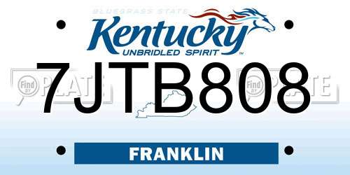 7JTB808 Kentucky License Plate
