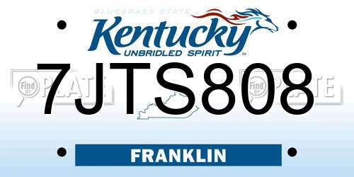 7JTS808 Kentucky License Plate
