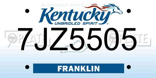 7JZ5505 Kentucky License Plate