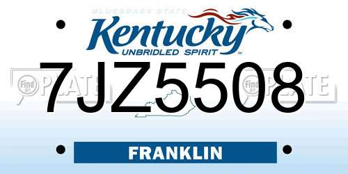 7JZ5508 Kentucky License Plate