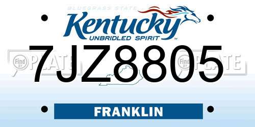 7JZ8805 Kentucky License Plate