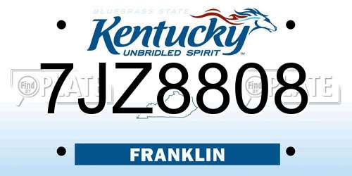 7JZ8808 Kentucky License Plate