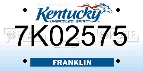 7K02575 Kentucky License Plate