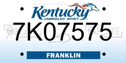 7K07575 Kentucky License Plate