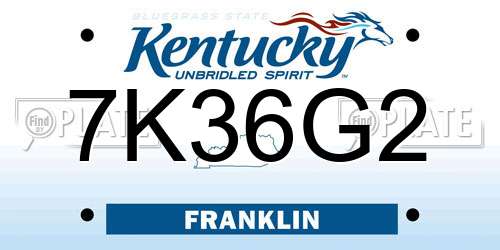 7K36G2 Kentucky License Plate