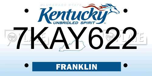 7KAY622 Kentucky License Plate
