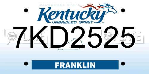 7KD2525 Kentucky License Plate