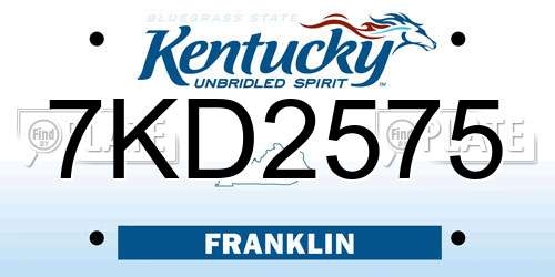 7KD2575 Kentucky License Plate