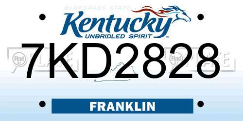 7KD2828 Kentucky License Plate