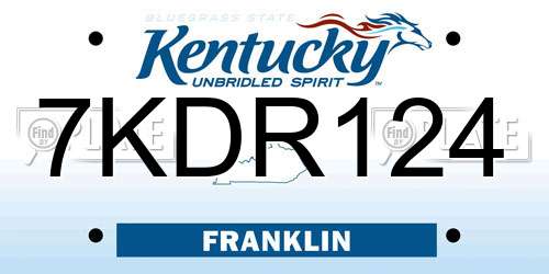 7KDR124 Kentucky License Plate