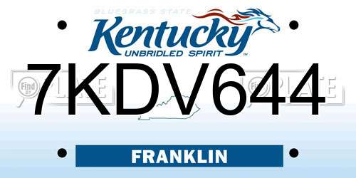 7KDV644 Kentucky License Plate