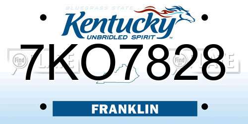 7KO7828 Kentucky License Plate