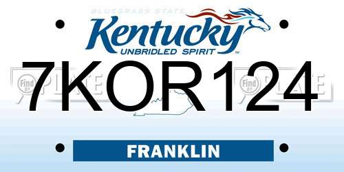 7KOR124 Kentucky License Plate