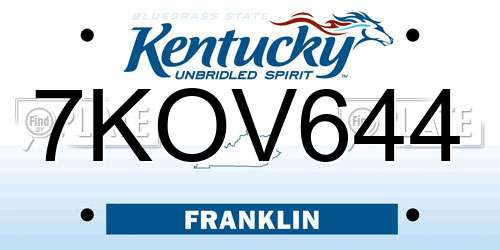 7KOV644 Kentucky License Plate