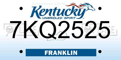 7KQ2525 Kentucky License Plate