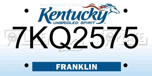7KQ2575 Kentucky License Plate
