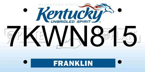 7KWN815 Kentucky License Plate