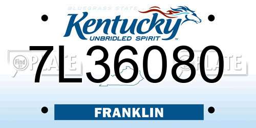 7L36080 Kentucky License Plate