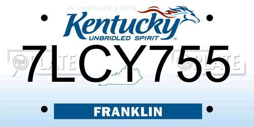7LCY755 Kentucky License Plate