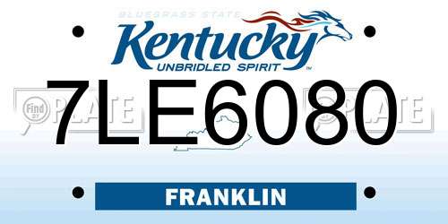 7LE6080 Kentucky License Plate