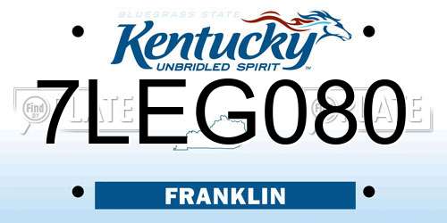 7LEG080 Kentucky License Plate