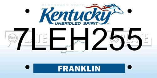 7LEH255 Kentucky License Plate