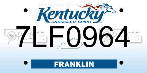 7LF0964 Kentucky License Plate