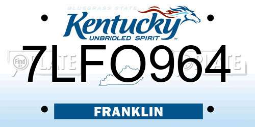 7LFO964 Kentucky License Plate