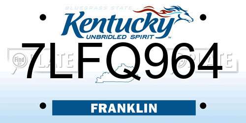 7LFQ964 Kentucky License Plate