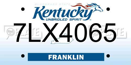 7LX4065 Kentucky License Plate