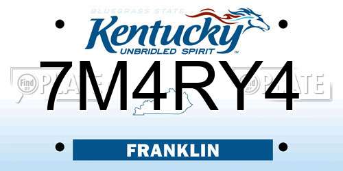 7M4RY4 Kentucky License Plate