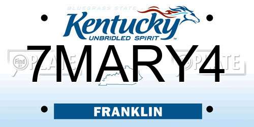 7MARY4 Kentucky License Plate