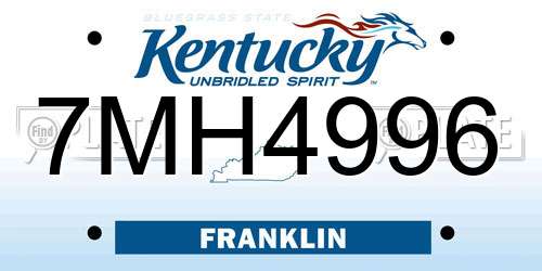 7MH4996 Kentucky License Plate