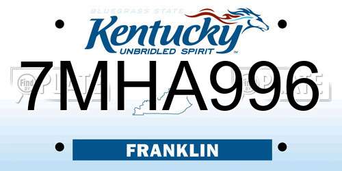 7MHA996 Kentucky License Plate