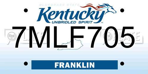 7MLF705 Kentucky License Plate