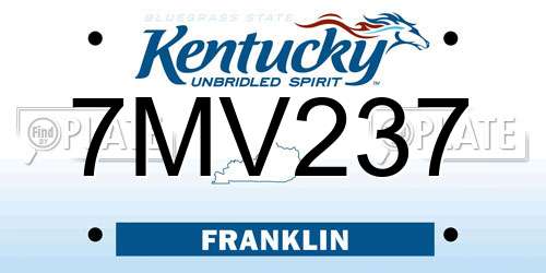 7MV237 Kentucky License Plate