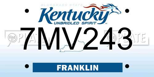 7MV243 Kentucky License Plate