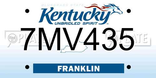 7MV435 Kentucky License Plate